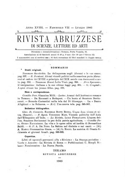 La rivista abruzzese di scienze, lettere ed arti