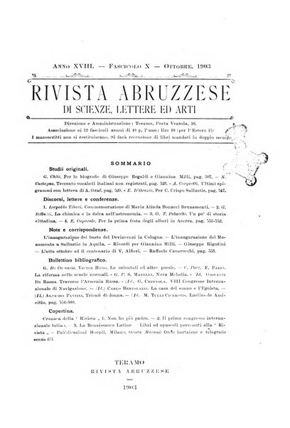 La rivista abruzzese di scienze, lettere ed arti