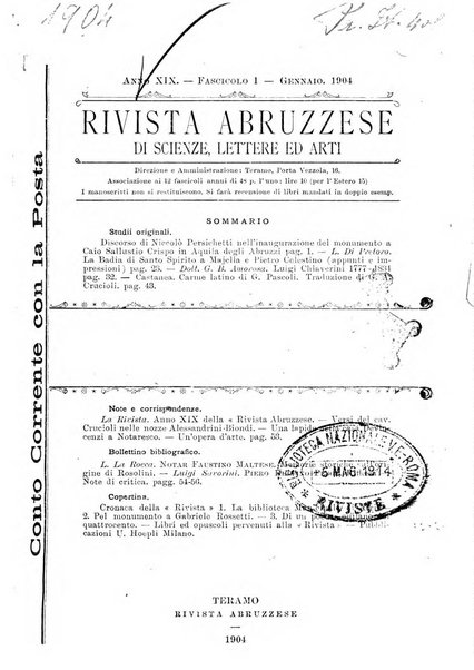 La rivista abruzzese di scienze, lettere ed arti