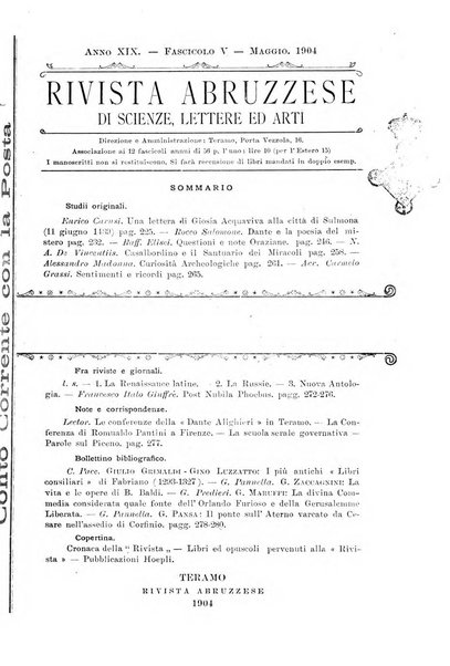 La rivista abruzzese di scienze, lettere ed arti