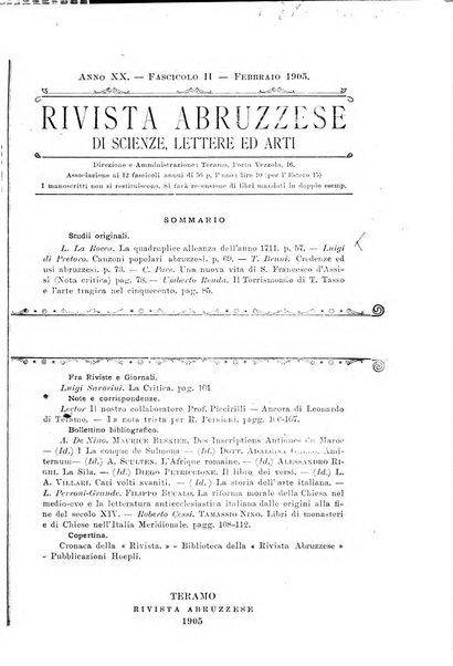 La rivista abruzzese di scienze, lettere ed arti