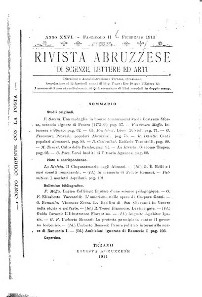 La rivista abruzzese di scienze, lettere ed arti