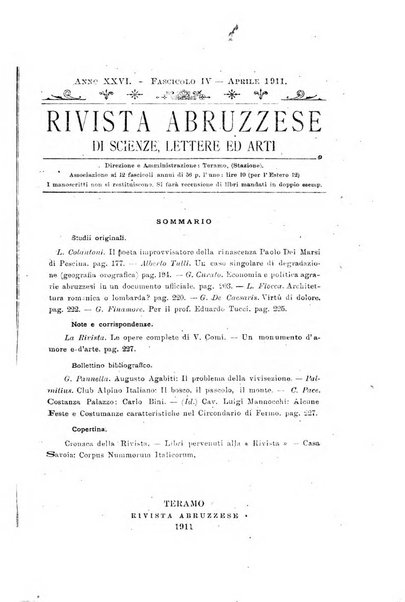 La rivista abruzzese di scienze, lettere ed arti