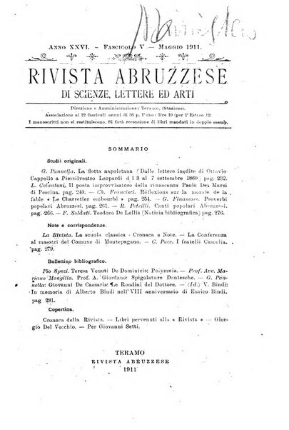 La rivista abruzzese di scienze, lettere ed arti