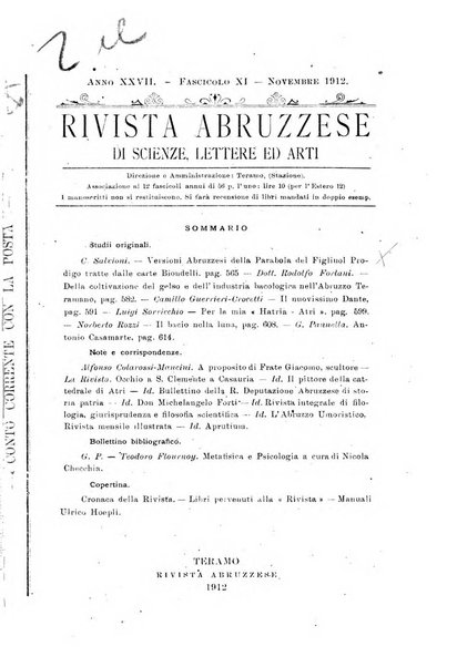 La rivista abruzzese di scienze, lettere ed arti