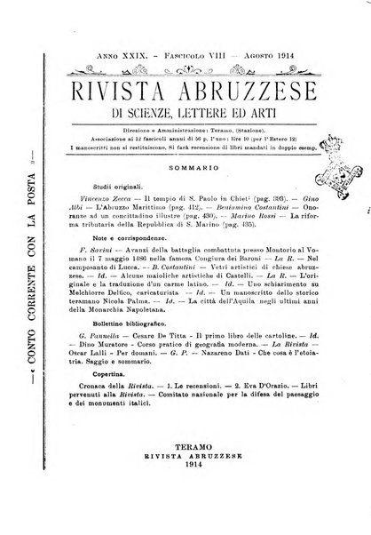 La rivista abruzzese di scienze, lettere ed arti