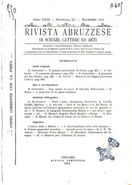 La rivista abruzzese di scienze, lettere ed arti