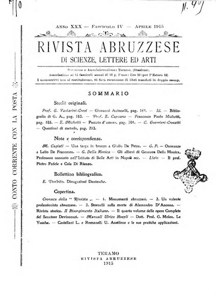 La rivista abruzzese di scienze, lettere ed arti