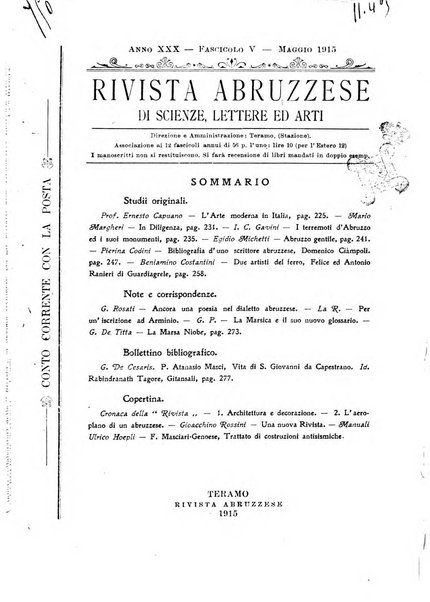 La rivista abruzzese di scienze, lettere ed arti