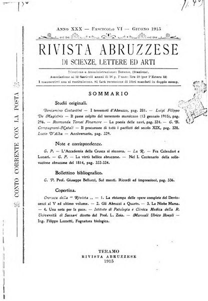 La rivista abruzzese di scienze, lettere ed arti