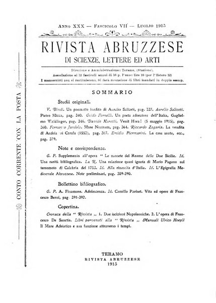 La rivista abruzzese di scienze, lettere ed arti