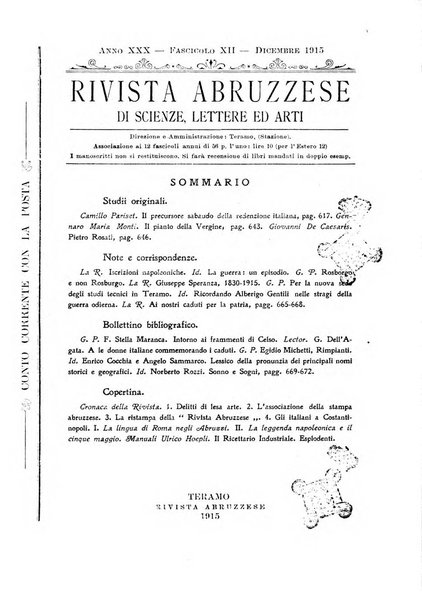 La rivista abruzzese di scienze, lettere ed arti