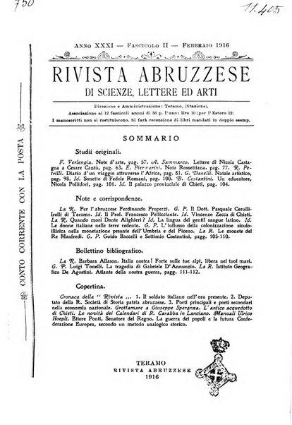 La rivista abruzzese di scienze, lettere ed arti