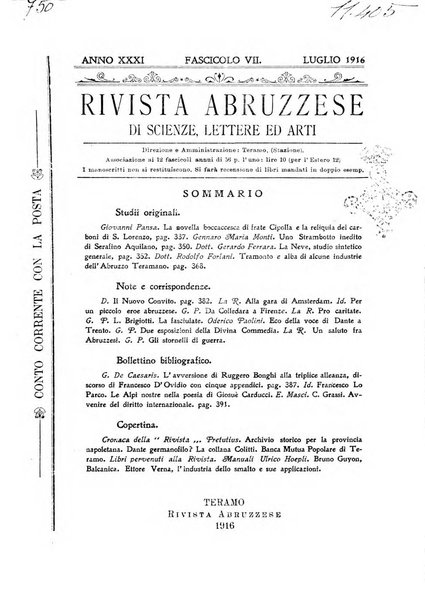 La rivista abruzzese di scienze, lettere ed arti