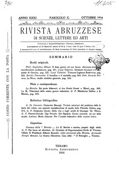 La rivista abruzzese di scienze, lettere ed arti