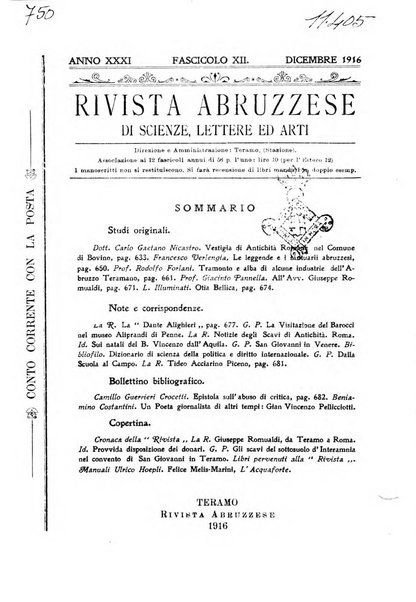 La rivista abruzzese di scienze, lettere ed arti