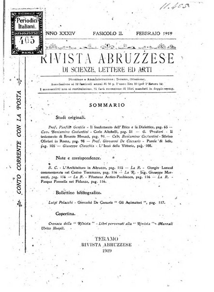 La rivista abruzzese di scienze, lettere ed arti