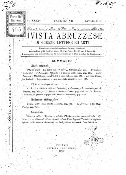 La rivista abruzzese di scienze, lettere ed arti