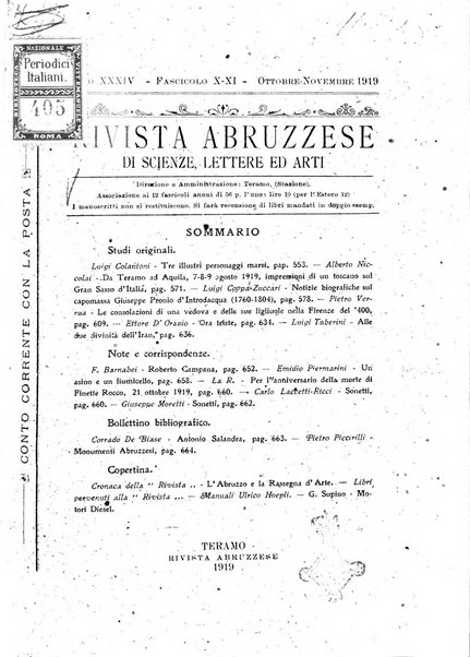 La rivista abruzzese di scienze, lettere ed arti