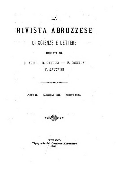 La rivista abruzzese di scienze e lettere