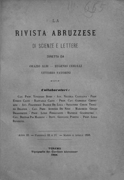 La rivista abruzzese di scienze e lettere