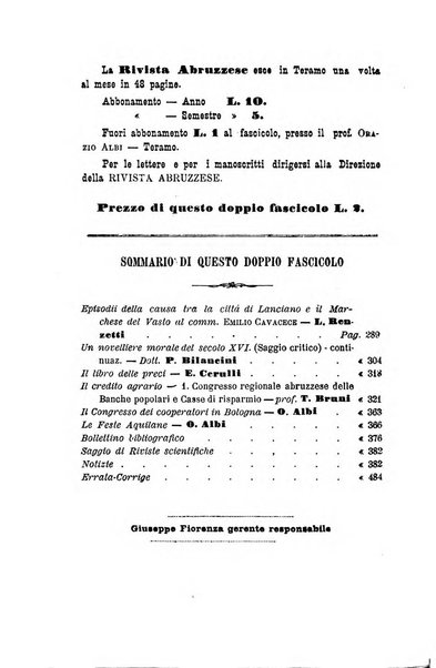 La rivista abruzzese di scienze e lettere