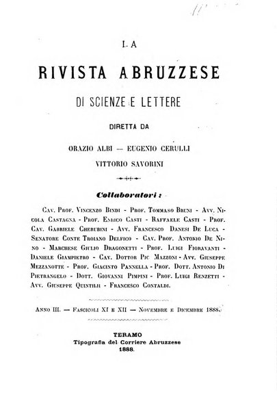 La rivista abruzzese di scienze e lettere