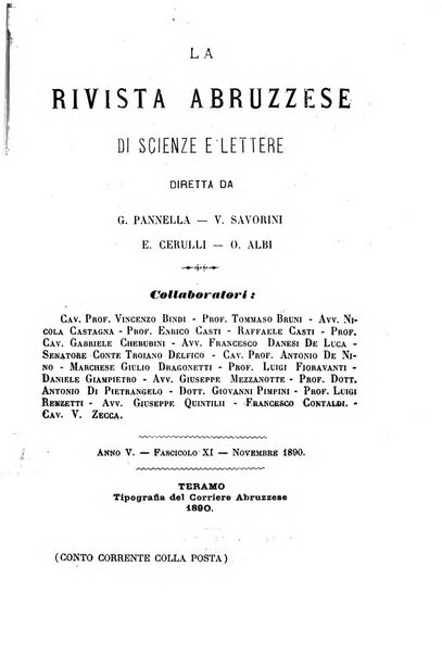 La rivista abruzzese di scienze e lettere