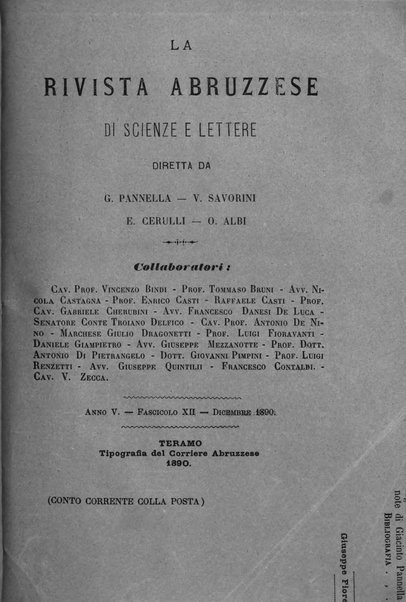 La rivista abruzzese di scienze e lettere