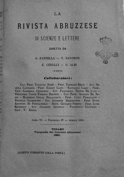 La rivista abruzzese di scienze e lettere