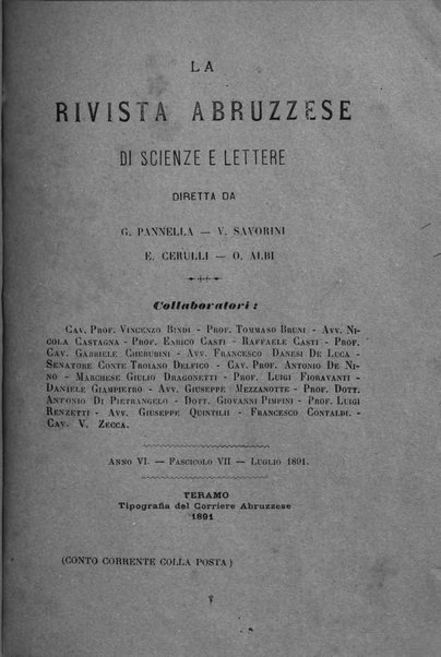 La rivista abruzzese di scienze e lettere