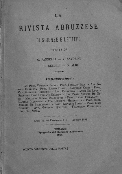 La rivista abruzzese di scienze e lettere