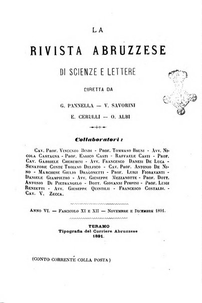 La rivista abruzzese di scienze e lettere