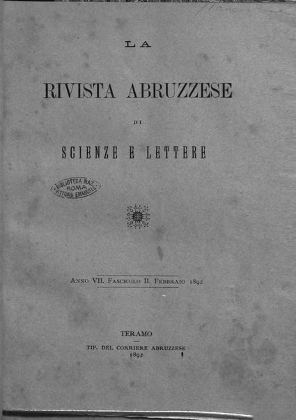 La rivista abruzzese di scienze e lettere