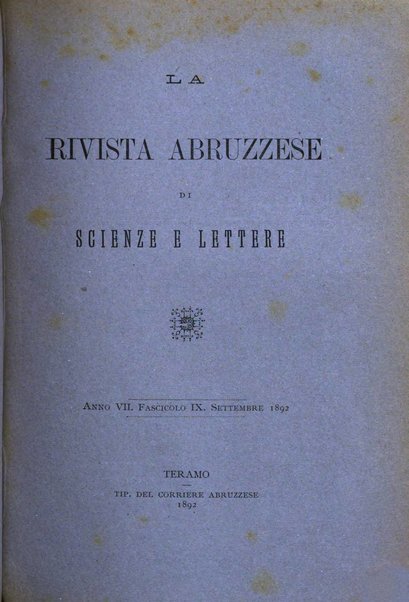 La rivista abruzzese di scienze e lettere