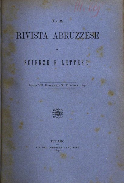 La rivista abruzzese di scienze e lettere