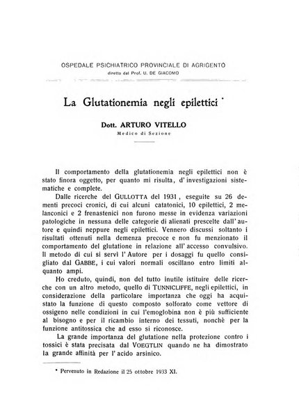 L'ospedale psichiatrico rivista di psichiatria, neurologia e scienze affini