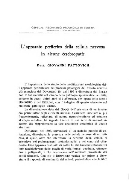 L'ospedale psichiatrico rivista di psichiatria, neurologia e scienze affini