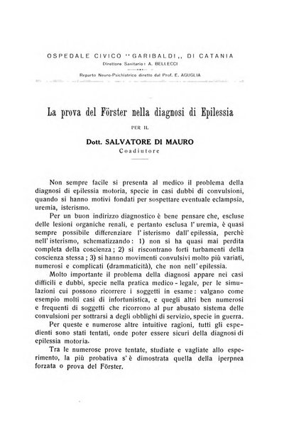 L'ospedale psichiatrico rivista di psichiatria, neurologia e scienze affini