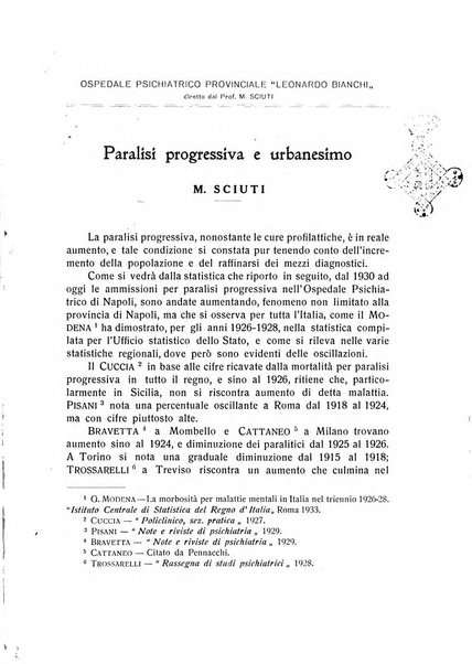 L'ospedale psichiatrico rivista di psichiatria, neurologia e scienze affini