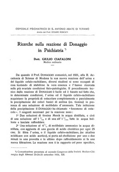 L'ospedale psichiatrico rivista di psichiatria, neurologia e scienze affini