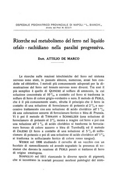 L'ospedale psichiatrico rivista di psichiatria, neurologia e scienze affini