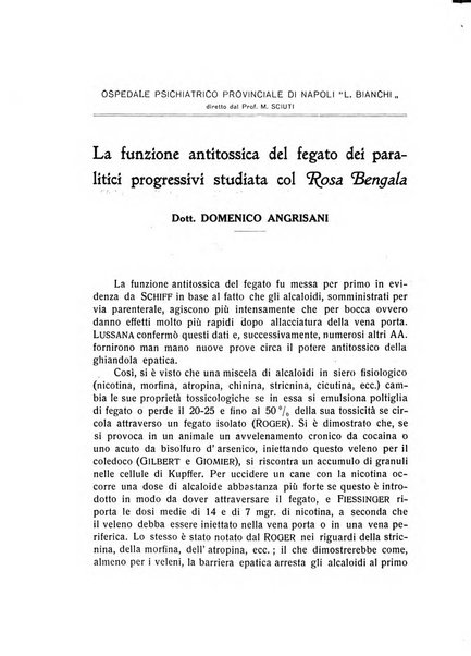 L'ospedale psichiatrico rivista di psichiatria, neurologia e scienze affini