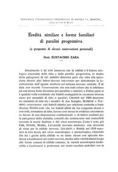 L'ospedale psichiatrico rivista di psichiatria, neurologia e scienze affini