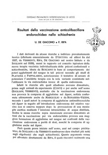 L'ospedale psichiatrico rivista di psichiatria, neurologia e scienze affini