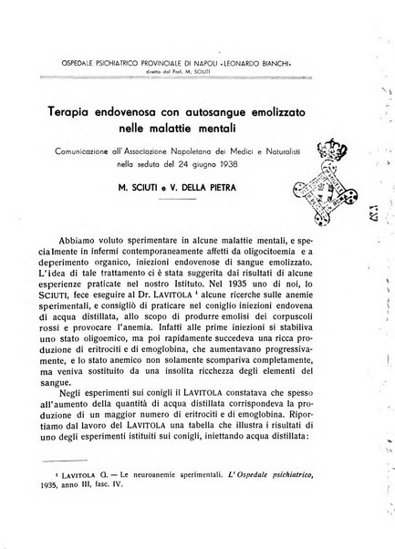 L'ospedale psichiatrico rivista di psichiatria, neurologia e scienze affini