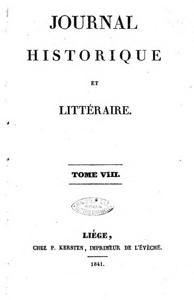 Journal historique et litteraire