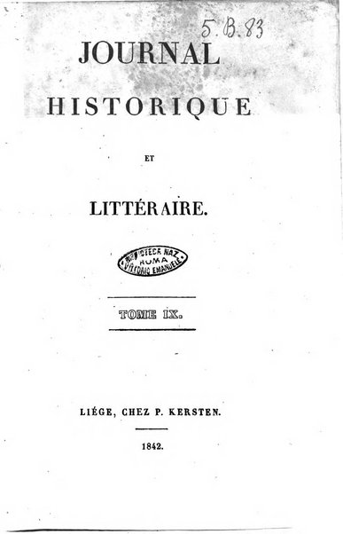 Journal historique et litteraire