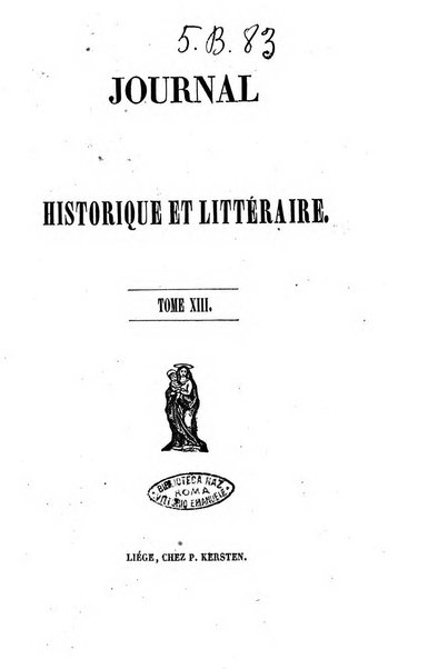 Journal historique et litteraire