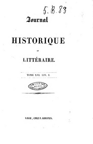 Journal historique et litteraire